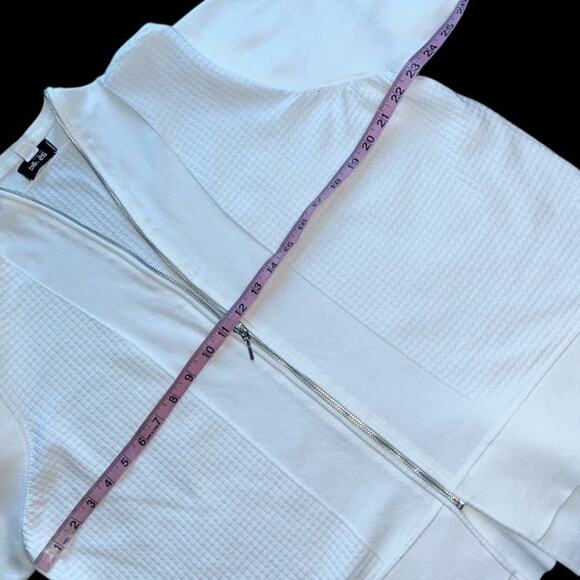 EUC Per Se by Carlisle Boxy White Textured Zip Front Cardigan 1/2 Sleeve Sz XXL - Picture 5 of 8